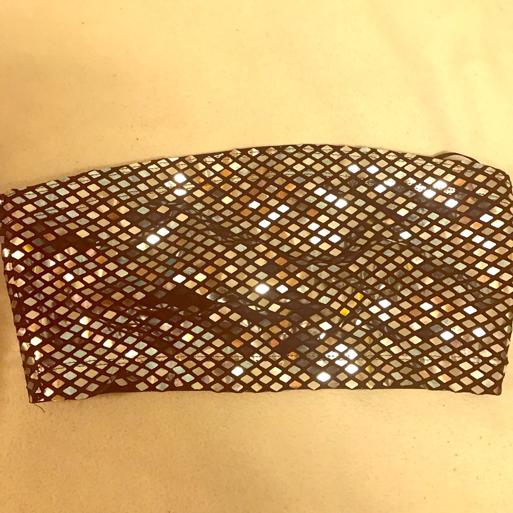 F21 Silver and Black Bandeau Top